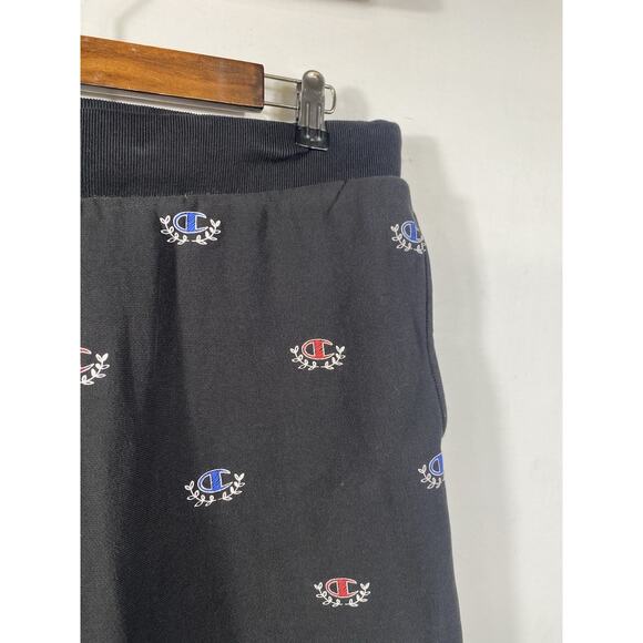 Champion Cut Off Sweatpants Jogger Shorts XL Mens Reverse Weave Black Print Gym - Picture 4 of 12